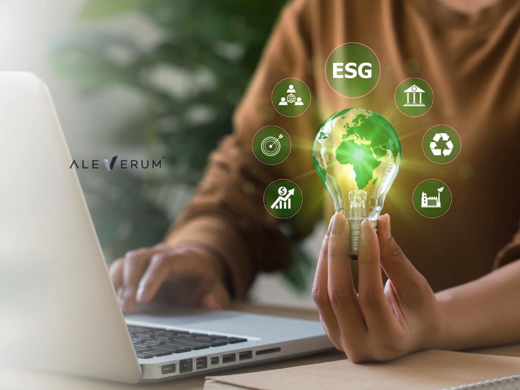 Business team reviewing product and sustainability data for Omnibus Directive ESG requirements