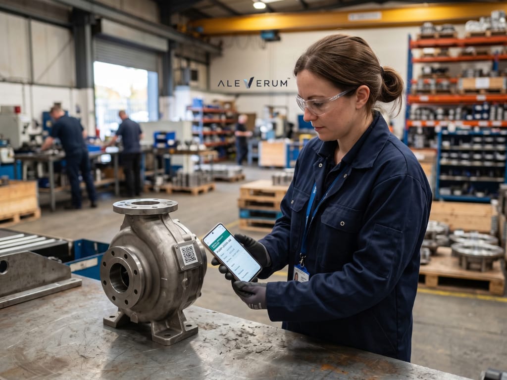 Worker scanning a QR code linked to a digital product passport