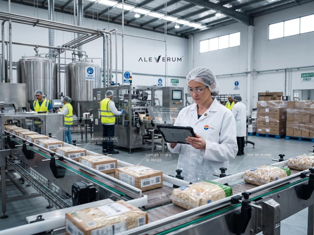 Supply chain traceability showing materials, batches, suppliers and customers