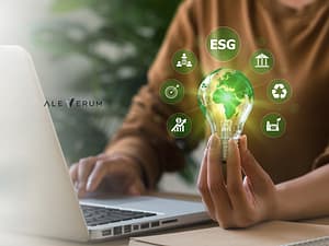 Business team reviewing product and sustainability data for Omnibus Directive ESG requirements